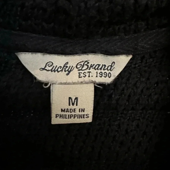 Lucky Brand | Black & Grey Open Front Waterfall Cardigan Size Medium M - Picture 6 of 9